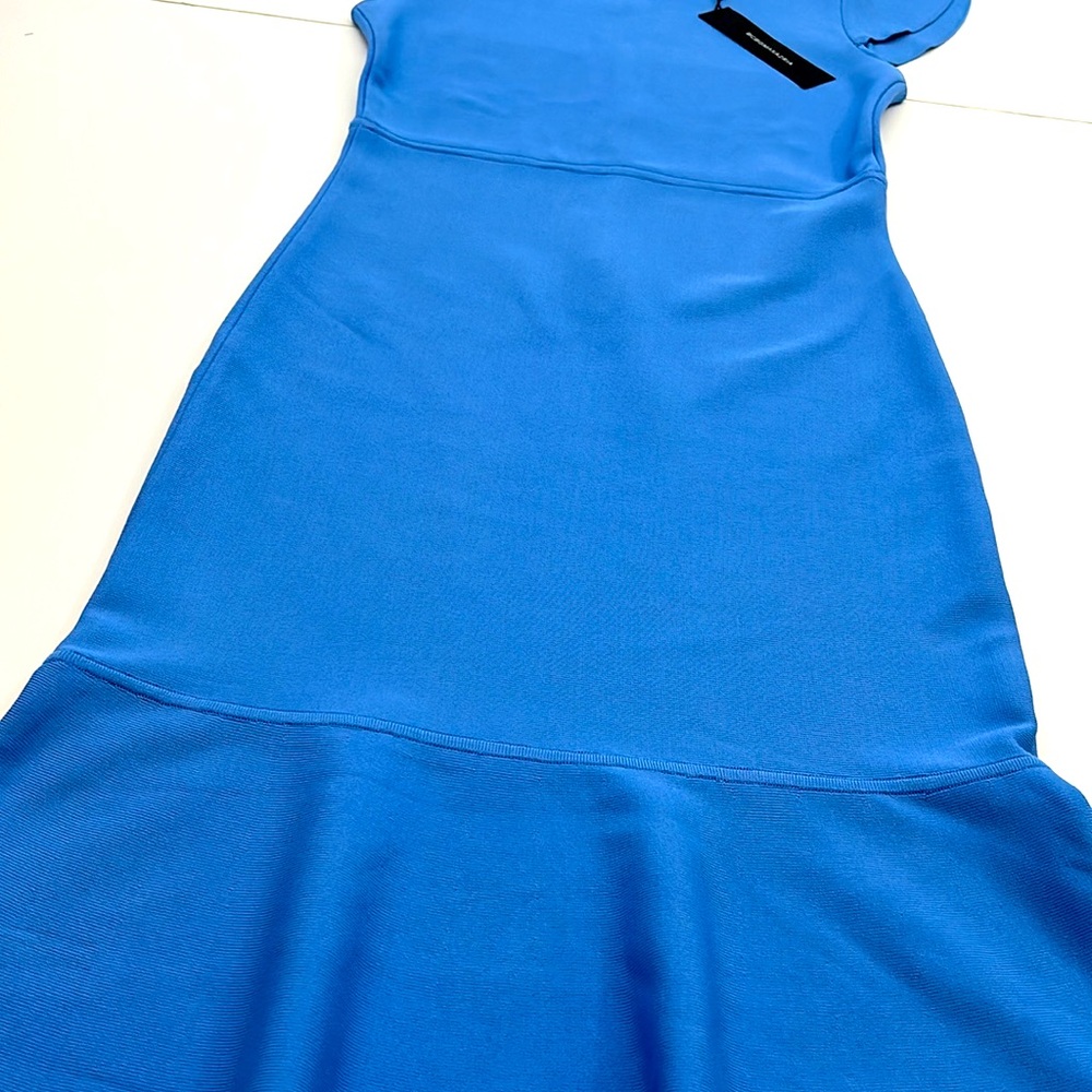 BCBG MaxAzria Women’s M Light Blue Bandage Dress Ruffle Skirt - Picture 4 of 9